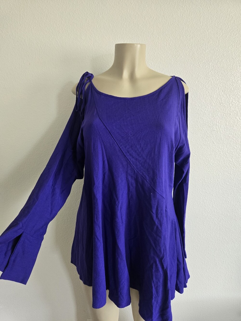 Free People Purple Cold-Shoulder Long Sleeve Tunic